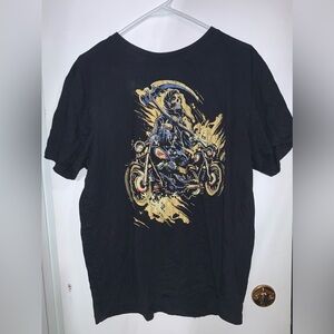 Men's Black Graphic Tee with Motorcycle Design